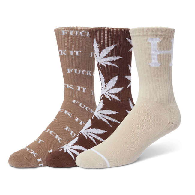HUF Variety 3 Pack Sock dark Brown/Brown/Oatmeal