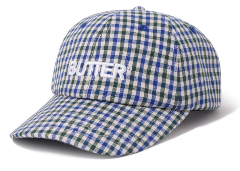 Butter Goods Gingham 6 Panel Cap Fern/Blue