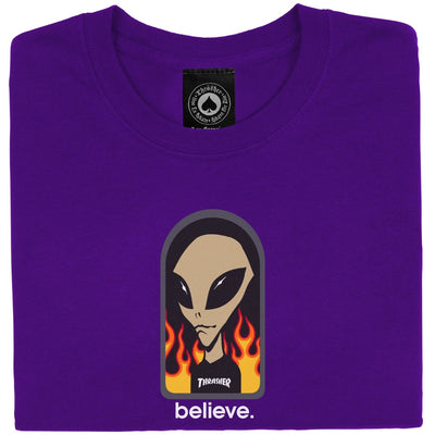 Thrasher X Alien Workshop Believe T-Shirt Purple
