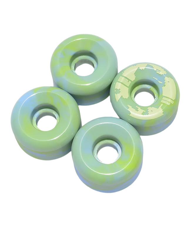Wayward Wheels Swirl Formula Neon Green/Baby Blue  53mm 101a