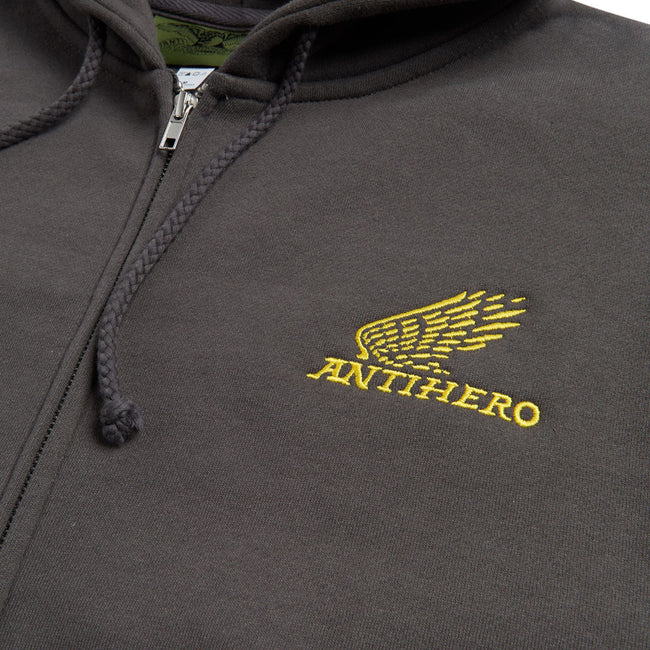 Antihero Motorized Embroidered Zip Hood Charcoal