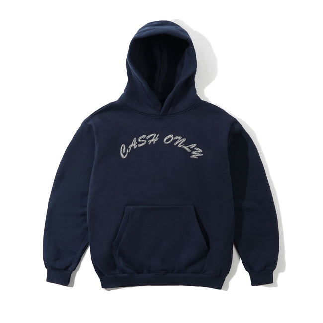 Cash Only Diamond Plate Logo Hood Navy