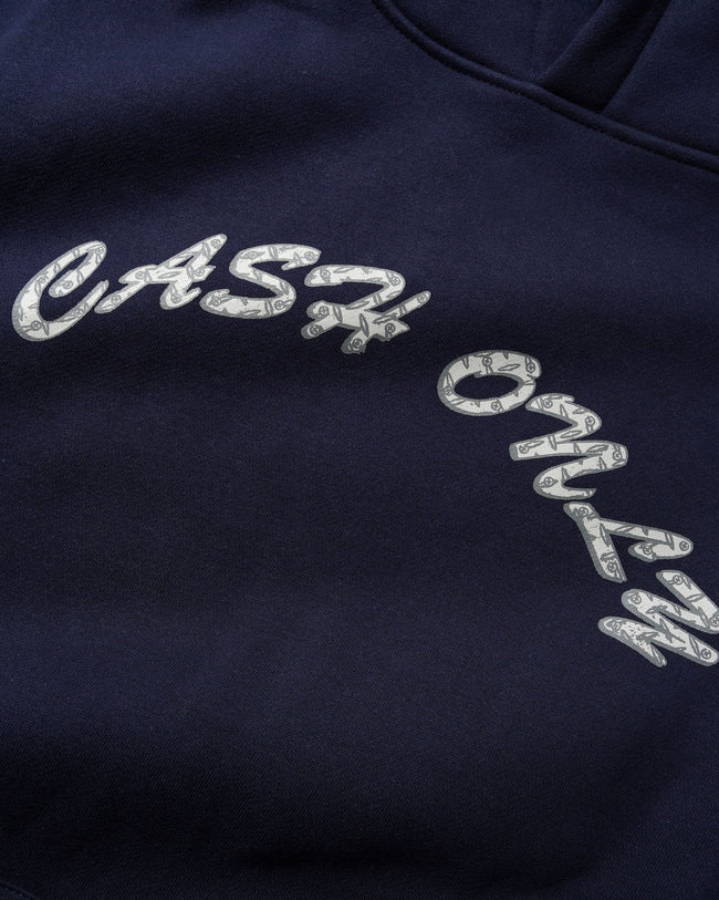 Cash Only Diamond Plate Logo Hood Navy