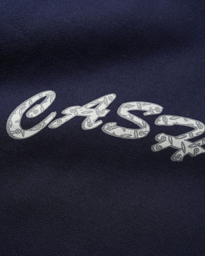 Cash Only Diamond Plate Logo Hood Navy