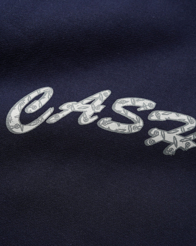 Cash Only Diamond Plate Logo Hood Navy