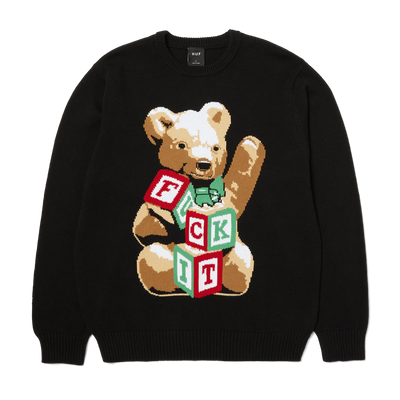 Huf Gift Bear Intarsia Knit Sweater Black