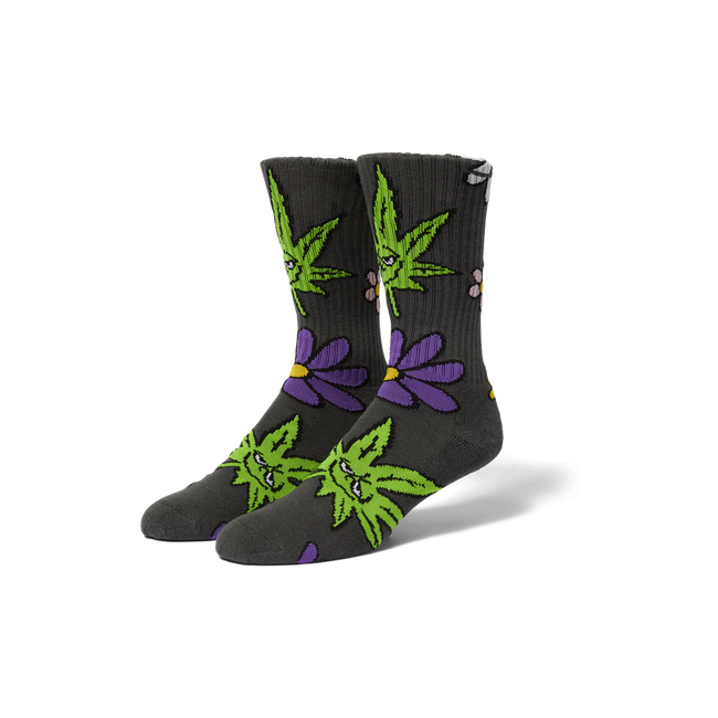 Huf Green Buddy Blossom Sock Charcoal