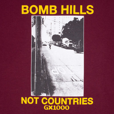 GX1000 Bomb Hills Not Countries Tee Burgundy