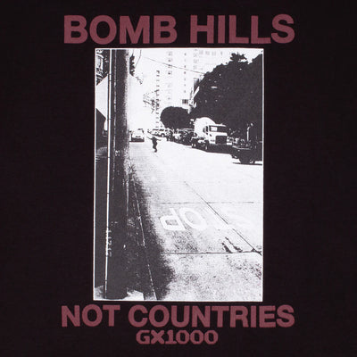GX1000 Bomb Hills Not Countries Tee Black w Burgundy