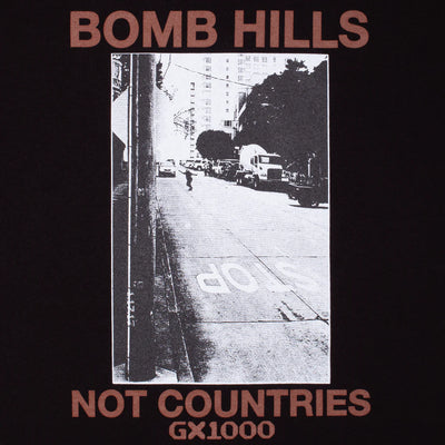 GX1000 Bomb Hills Not Countries Tee [Black w/ Brown Font]