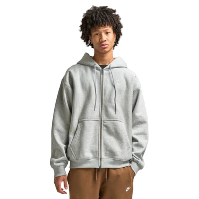 Nike SB Solo Swoosh Fleece Full-Zip Hoodie Dark Grey Heather / White