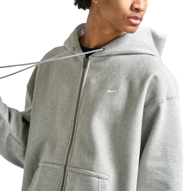 Nike SB Solo Swoosh Fleece Full-Zip Hoodie Dark Grey Heather / White