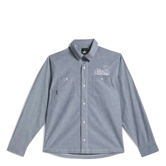 Adidas Gonz Longsleeve Button Down Shirt Aurivy/White