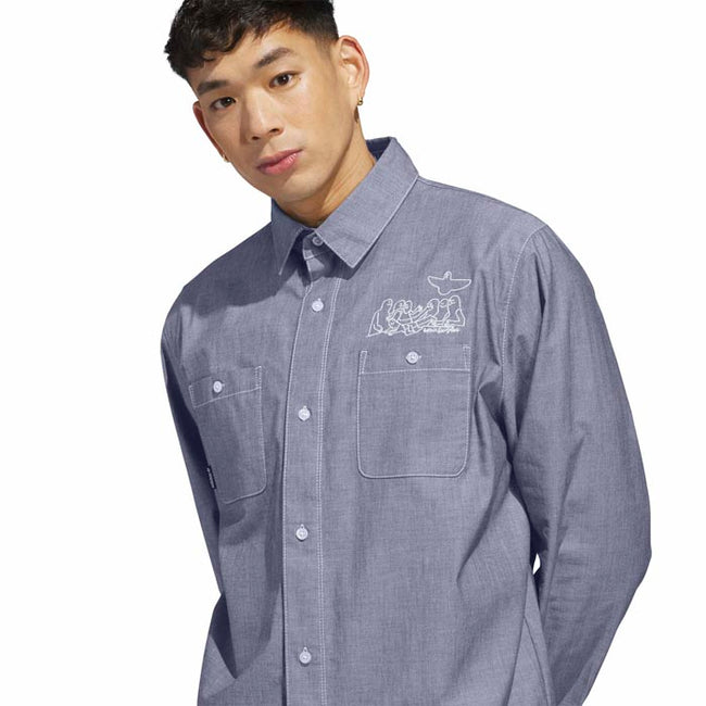 Adidas Gonz Longsleeve Button Down Shirt Aurivy/White