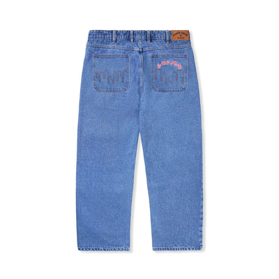 Cash Only Logo Baggy Denim Jeans Washed Indigo