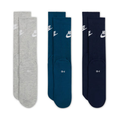 Nike SB Everyday Essential Crew Socks 3-Pack Grey Marle/Navy/Black
