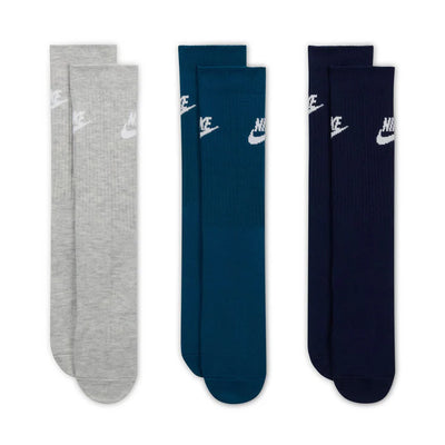 Nike SB Everyday Essential Crew Socks 3-Pack Grey Marle/Navy/Black