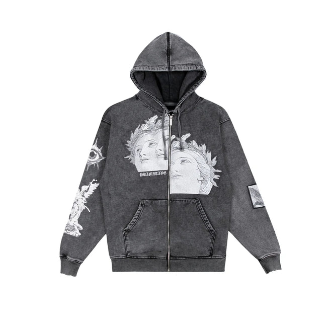 Primitive Century HW Zip Hood Washed Black