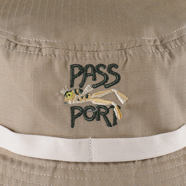 Pass~Port Frog Lure Anglers Bucket Hat - Khaki Size Large