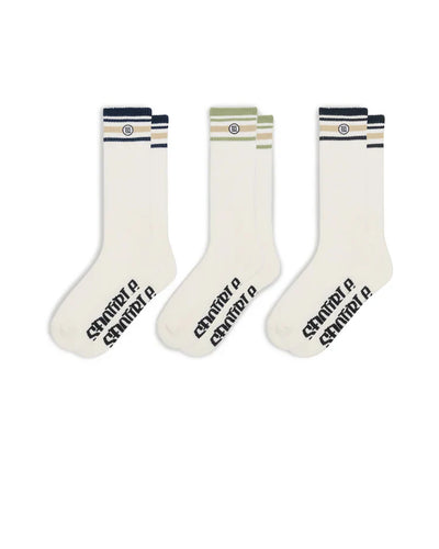 S-Double Stripe S-Dot Sock 3 Pack - Navy/Black/Sage