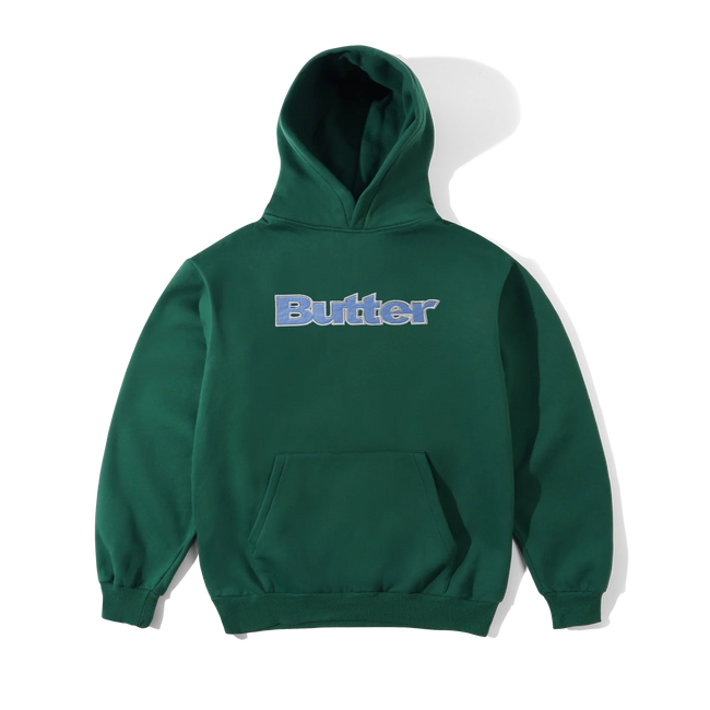 Butter Goods Satin Applique Pullover Hood Forest Green