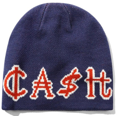 Cash Only Currency Skully Beanie Navy