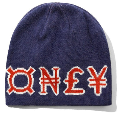 Cash Only Currency Skully Beanie Navy