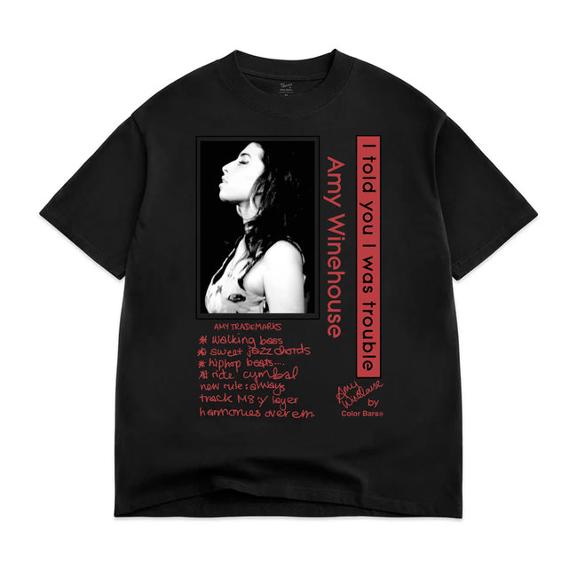 Color Bars X Amy Winehouse Trouble Tee Limo Black