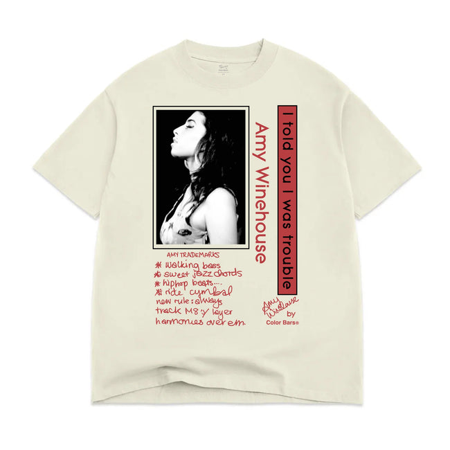 Color Bars X Amy Winehouse Trouble Tee Off White