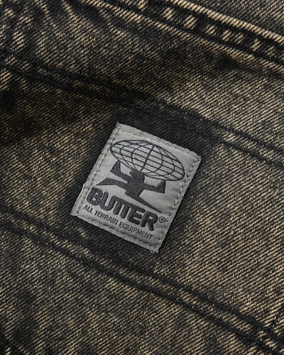Butter Goods Wide Cut Denim Jeans Acid Washed Brown