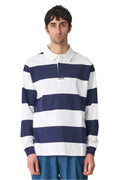 XLarge XL Stripe Rugby LS Polo Shirt White/Navy