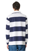 XLarge XL Stripe Rugby LS Polo Shirt White/Navy