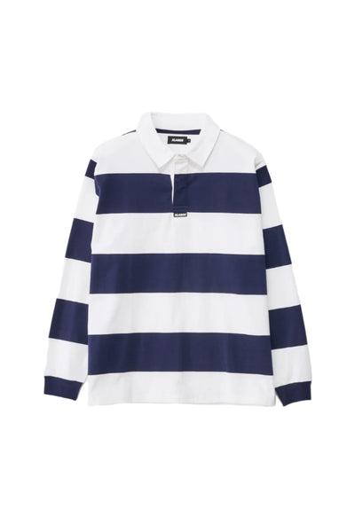 XLarge XL Stripe Rugby LS Polo Shirt White/Navy