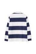 XLarge XL Stripe Rugby LS Polo Shirt White/Navy