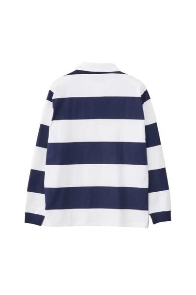 XLarge XL Stripe Rugby LS Polo Shirt White/Navy