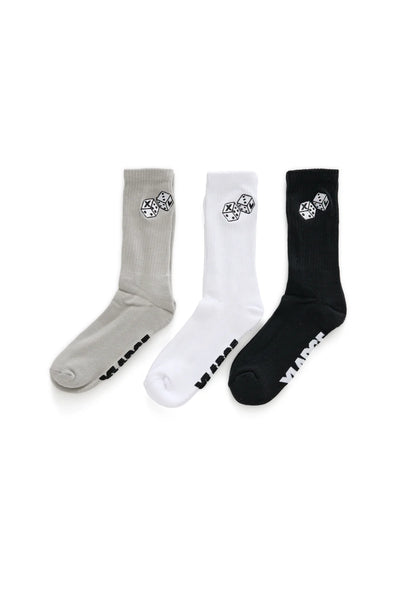 Xlarge Dice Socks 3 Pack white/black/grey