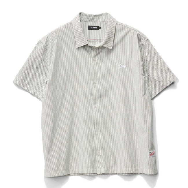 Xlarge Oxford Script SS Shirt White w Black Stripes