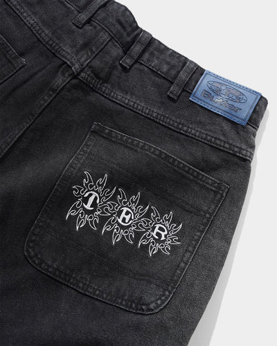 Butter Goods Bronco Denim Shorts Washed Black