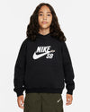 Nike SB Icon Fleece Easy On Big Kids' Oversized Pullover Hoodie Black