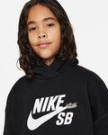 Nike SB Icon Fleece Easy On Big Kids' Oversized Pullover Hoodie Black