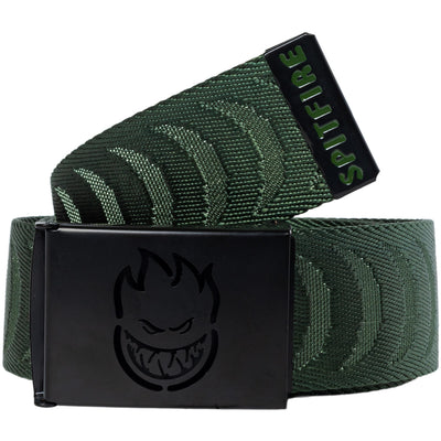 Spitfire Bighead Cut Out Crescent Jacquard Belt Olive