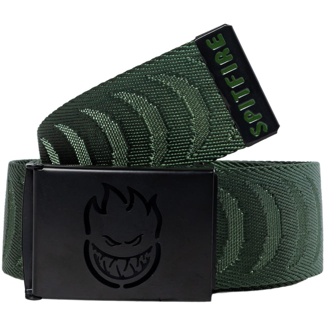 Spitfire Bighead Cut Out Crescent Jacquard Belt Olive