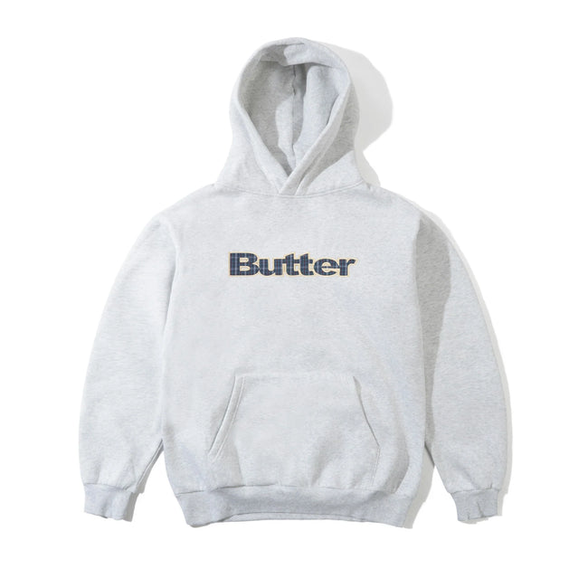 Butter Goods Plaid Logo Applique Pullover Hood Ash