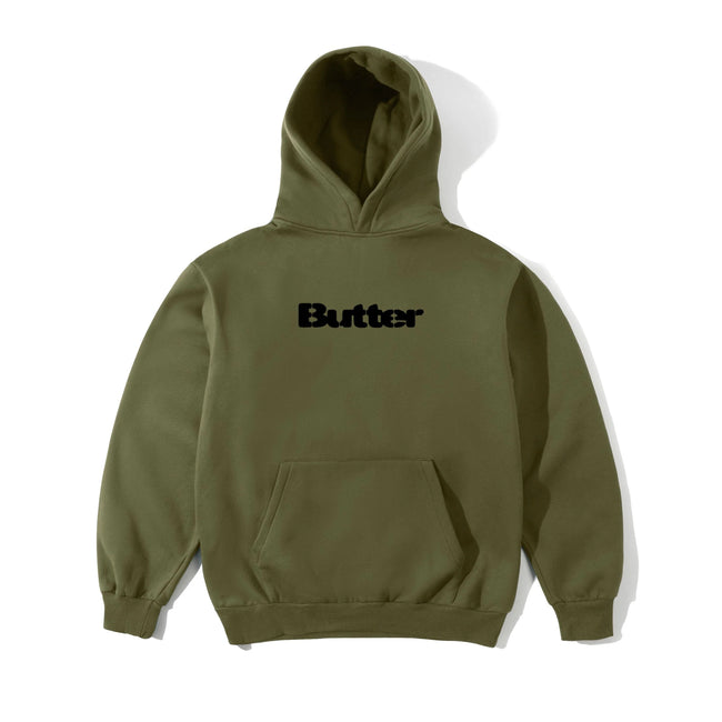 Butter Goods Stencil Logo Pullover Hood  Army