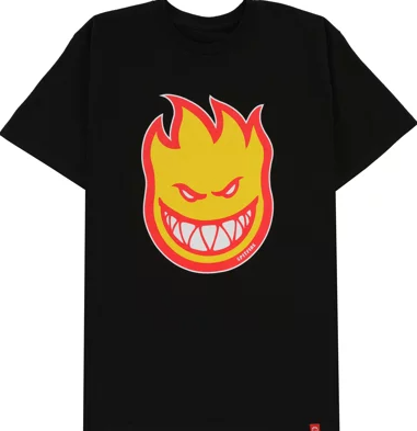 Spitfire Bighead fill Tee black w Gold and Red